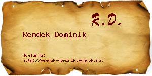 Rendek Dominik névjegykártya
